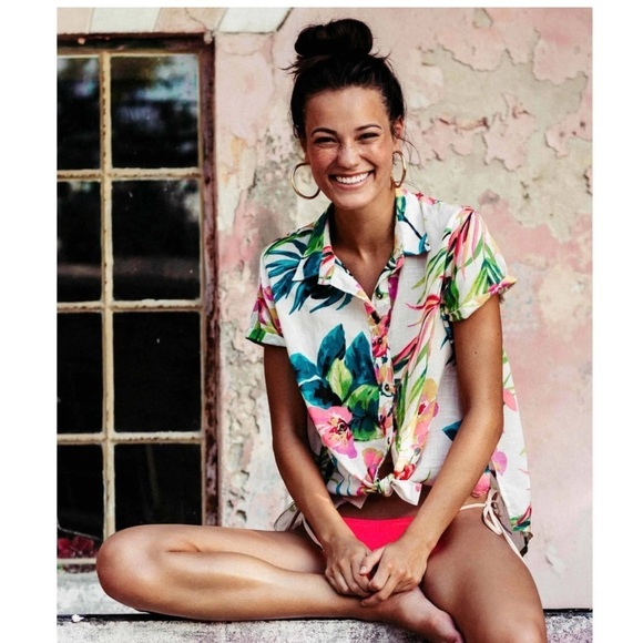 Billabong Crystal Waterfalls Shirt Button Down Size Large - Picture 1 of 8